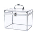 Crown Box, Clear Cosmetic Case, Acrylic Artists Display Case, Toiletry Train Case with Latches & Handle Large Capacity Acrylic Travel Makeup Tools Box for Vanity Dresser Bathroom Counter (Silver)