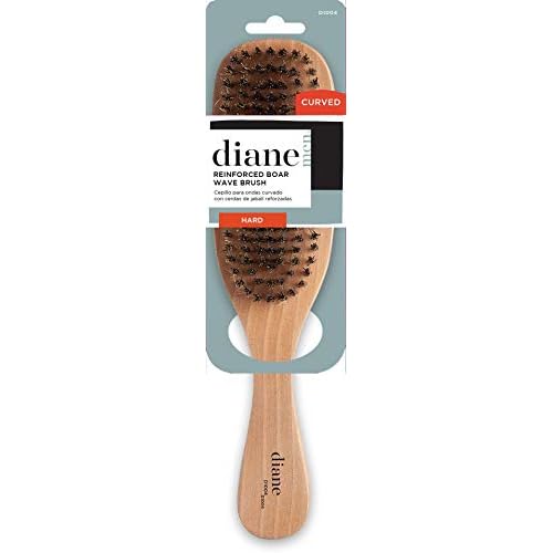 Diane Firm Reinforced Boar and Nylon Bristle Curved Wave Brush for Thick, Coarse, and Textured Hair, Ideal for Forming and Maintaining Wave Styles and Smoothing Longer Hair, Tan