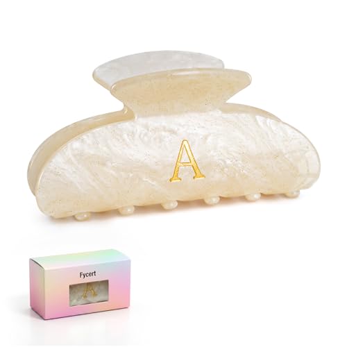 Initial Hair Clip for Women & Girls - Gold Glitter Acrylic Personalization Variation of Gold-A