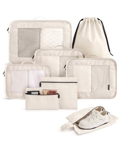 Travel Packing Cubes Set - 8-Piece Luggage Organizer with Shoe Bag