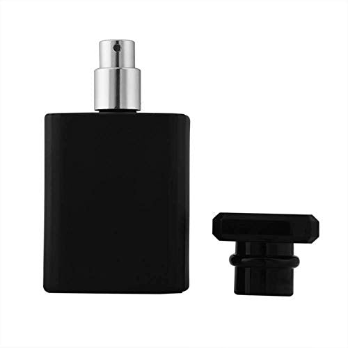 Enslz 50ml £¨1.69Oz£© Thick Square Flint Glass Refillable Perfume Bottle, Square Portable Cologne Atomizer Empty Bottle with Spray Applicator For Travel (Black)