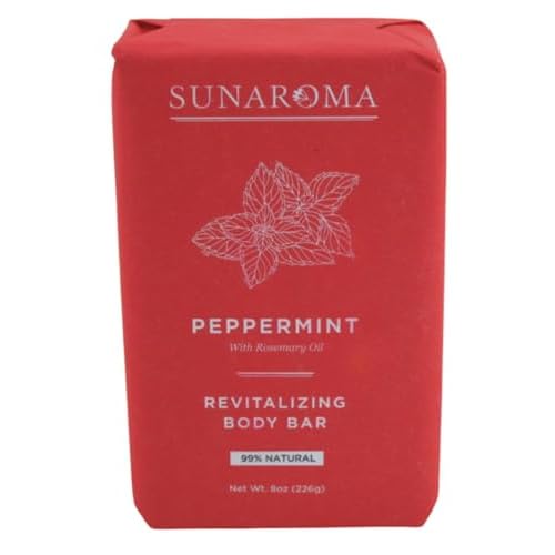 Sunaroma Bar Pepper Mint Oil Soap 8 Ounce (236ml) (6 Pack)