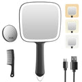Rechargeable Lighted Hand Mirror with 30X Magnifying, 3 Color LED