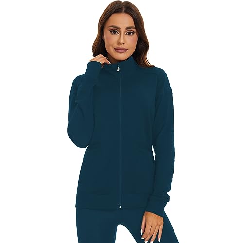 Meanzoo Women's Scrubs Jacket Zip Front Warm-up Jacket