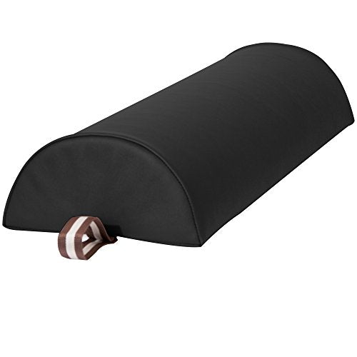 Master Massage 6" Semi-Round Bolster Cushion - PU Leather Table Pillow, Black