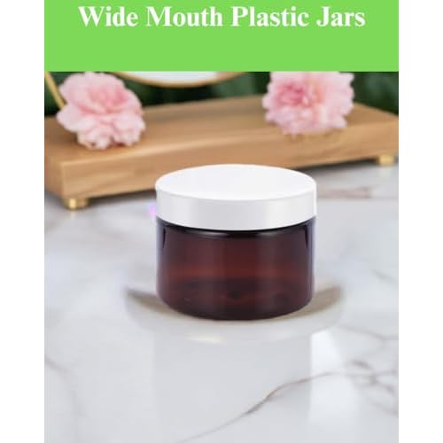 (12 pack) 3 oz Amber PET Plastic Jar with White Lid Refillable Storage Airtight Organizing