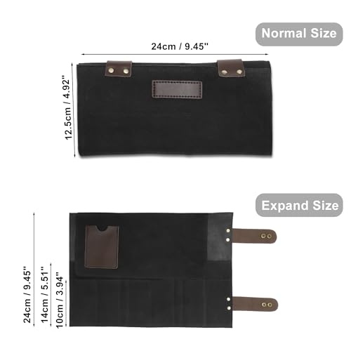 VOCOSTE Barber Scissors Bag Roll-Up, 12-Pocket Salon Tool Pouch