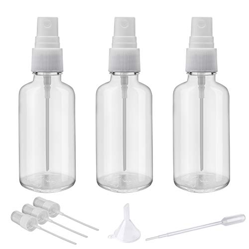 2oz Clear Glass Spray Bottles for Essential Oils - 3 Pack Fine Mist Set