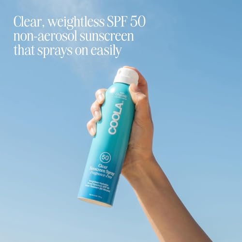 COOLA Organic Sunscreen SPF 50 Sunblock Spray, Dermatologist Tested Skin Care for Daily Protection, Vegan and Gluten Free, Fragrance Free