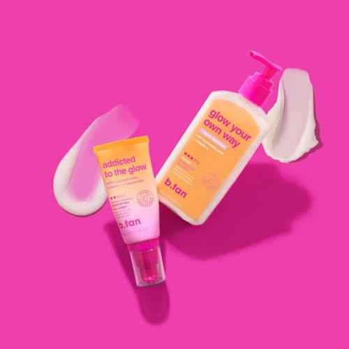 b.tan Dark Self Tanner Lotion | Glow Your Own Way, 1 Hour Express - Daily Quick Sunless Tanning Cream, Best Natural Bronze, Hydrating Vitamin C, Face & Body, No Fake Tan Smell, 8 Fl Oz