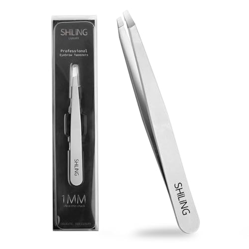 SHILING Ultra-Fine Precision Eyebrow Tweezers - Stainless Steel Slant Tip