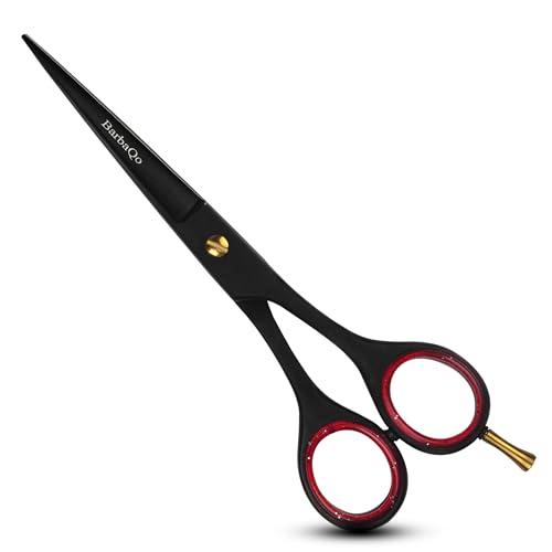 Black 6.5-inch Professional Hair Cutting Scissors - BarbaQo Razor Edge Shears