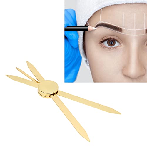 Sonew Adjustable Eyebrow Ruler, Stainless Steel Eyebrow Positioning Makeup Measuring Tool (Gold)