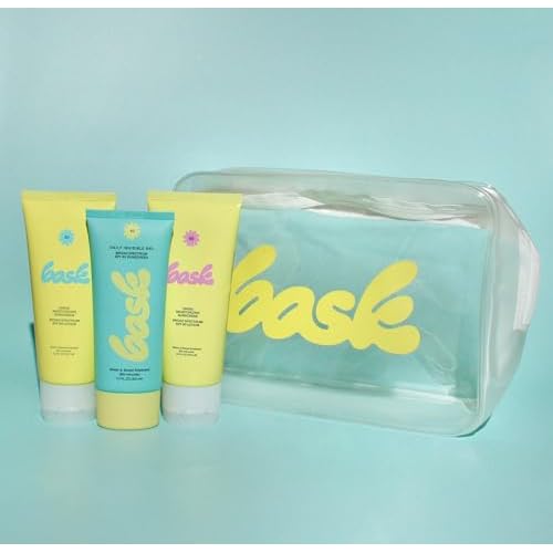 Bask Sunscreen Carry-on Kit: Travel Size Bundle with Beach and Travel Pouch | SPF 30 & 50 Sheer Moisturizing Sunscreen Lotion, Daily Invisible Gel SPF 40 Face Sunscreen, & Convenient Travel Pouch