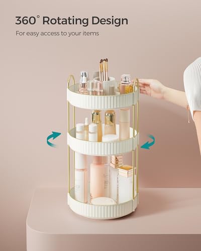 SONGMICS Makeup Organizer 3-Tier Rotating Lazy Susan White