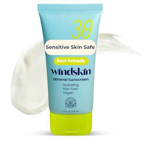 Sensitive Mineral Sunscreen Face SPF30 moisturizer, No white cast I Anti Aging I Non Toxic I Eco Friendly I made with zinc oxide for sensitive skin and acne prone skin, dermatologist recommended