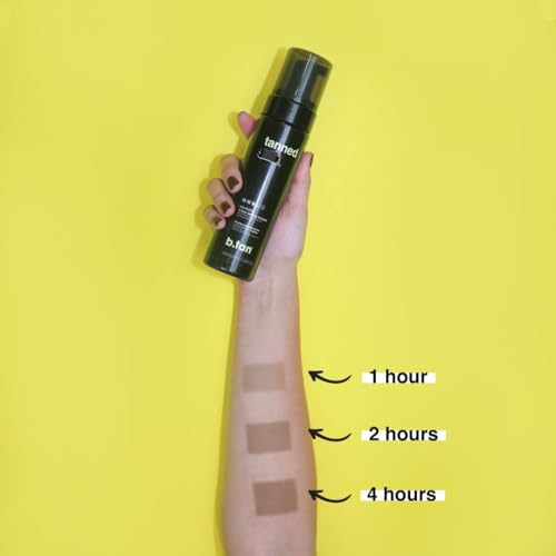 b.tan Travel Size Dark Self Tanner Kit | Get Tanned Mini Bundle - Dark Fake Tanning Mousse with Mitt Applicator, 1 Hour Express Sunless Foam, Best Fast Bronzing Glow, Vegan, Cruelty Free, 3 Fl Oz