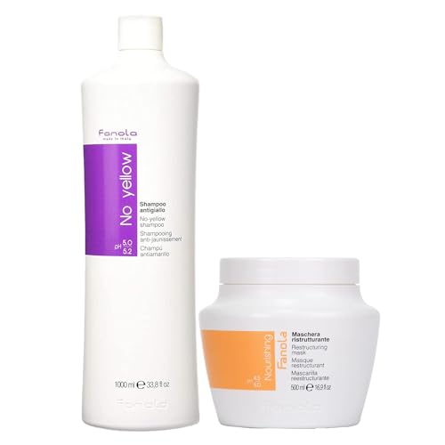 Fanola No Yellow Shampoo Bundle with Nutri Care Restructuring Mask