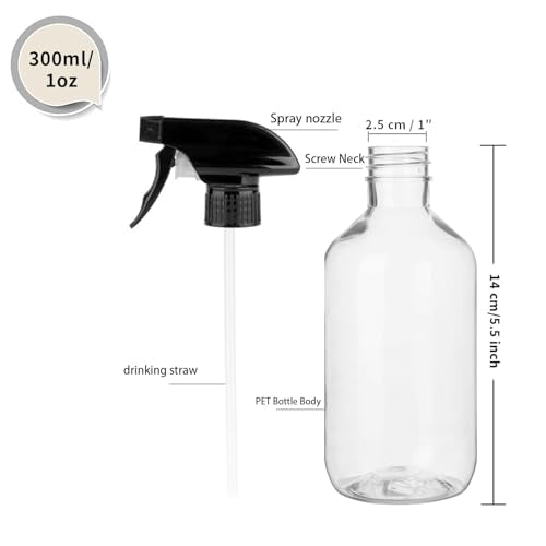 2 Pack Leakproof Spray Bottles 300ml - Dual Mist/Jet Nozzle