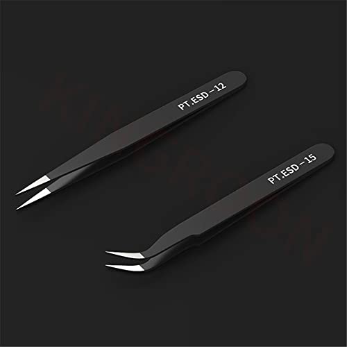 Nail Art Tweezers Nail Rhinestone Picker Tool Nail Sticker Tweezers Decal Decor Picker Eyelash Extension Nail Foil Tweezers Picker Placer 2 Pcs Black Nail Decor Tweezers