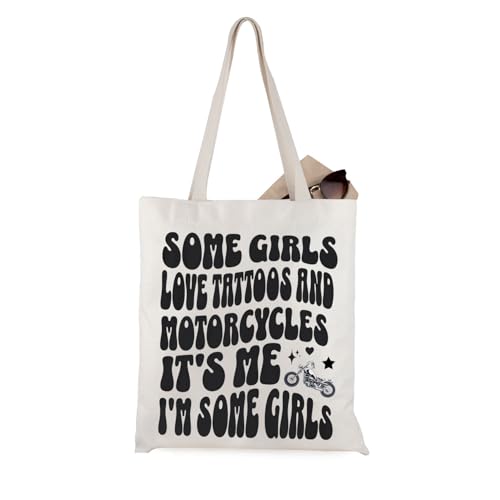 WCGXKO Motorcycle Gifts For Women Tattoos Gift Some Gir-ls Love Tattoos And Motorcycles Tote Bag