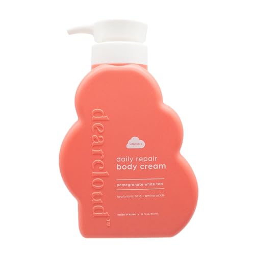 dearcloud Daily Repair Body Cream ? Pomegranate White Tea ? Vitamin E & Hyaluronic acid - Korean Moisturizer & Body Lotion for Dry Skin (16 fl oz)