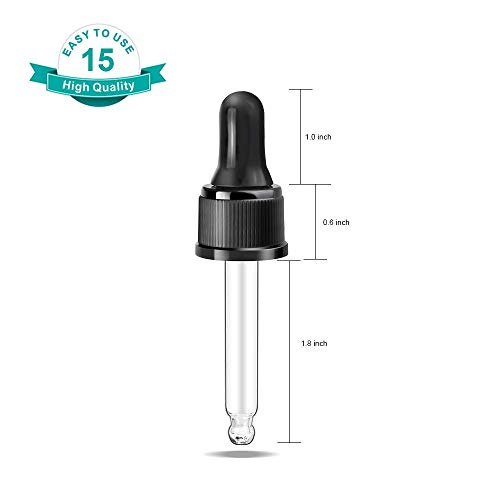 Essential Oil Droppers 15 Pack - 15ml Glass Eye Dropper Tops