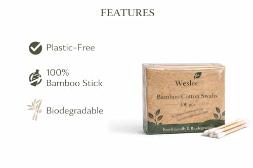 Bamboo Cotton Swabs 300 Count – Biodegradable Wooden Ear Swabs
