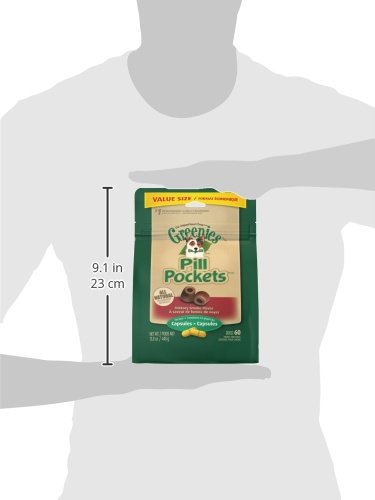 GREENIES PILL POCKETS for Dogs Capsule Size Natural Soft Dog Treats, Hickory Smoke Flavor, 15.8 oz. Pack (60 Treats)