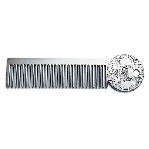 Metal Mustache & Beard Comb ? Dual-Sided Pocket Comb for Men, Fine & Wide Teeth for Precise Styling ? Durable, Compact, Travel-Friendly Grooming Tool for Facial Hair Care