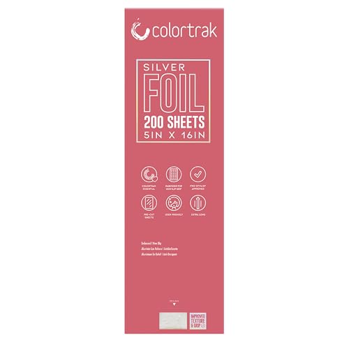 Colortrak Embossed Hair Coloring Foil Sheets, Professional, Convenient 5 x 16 inch Extra Long Pre-cut Sheets, Easy to Grab During Processing, Silver, No Separating Tissues Need, 100 Foils Per Box