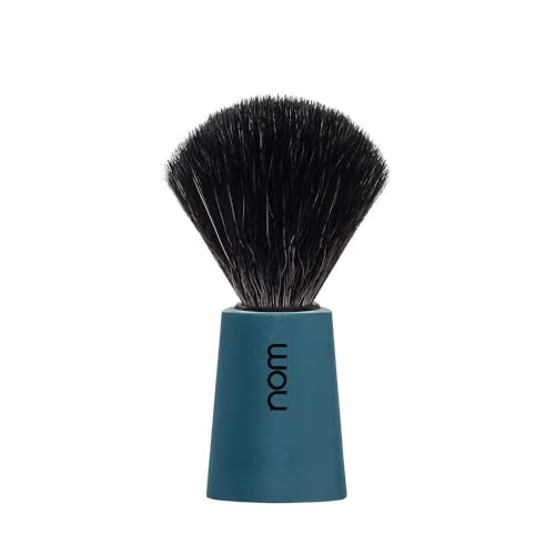 NOM Carl Shaving Brush | Vegan Shave Brush for Shaving soaps and creams | sustainable eco-friendly and reusable |Exfoliating Shaving Brush | Petrol Blue handle