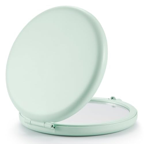 Getinbulk Compact Pocket Mirror with 1x/2x Magnification - Cyan