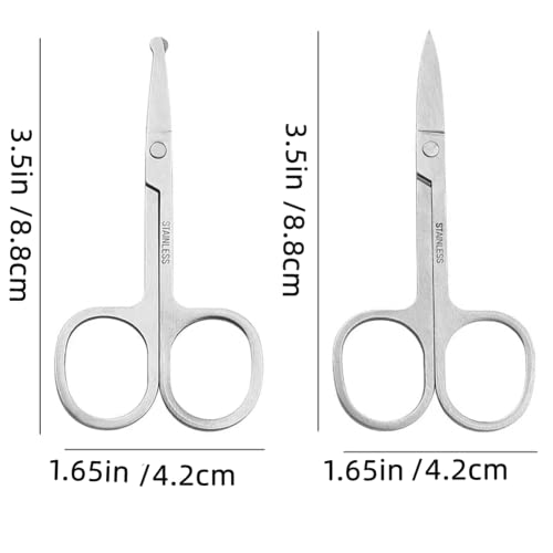 Mini Curved & Round Tip Facial Hair Scissors - 3.5in Precision Grooming Set