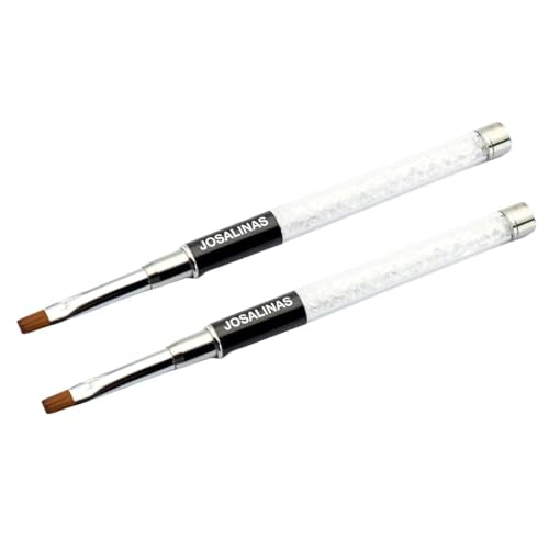 JOSALINAS Nail Art Brushes 2PCS, Gel Polish Nail Art Design Pen Painting Tools with Nail Extension Gel Brush Builder Nail Gel Brush Nail Art Liner Brush Salon at Home DIY Manicure (Flat#6)