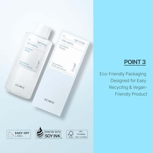 SCINIC The Simple Calming Toner 10.1 fl oz (300ml) | Vegan Face Astringent for Sensitive and Irritated Skin | Fresh Watery Texture | PH-Balanced Mild Toner | Korean Skincare