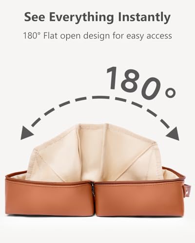 Travel Makeup Bag with 180° Flat Open Design & Waterproof Compartments