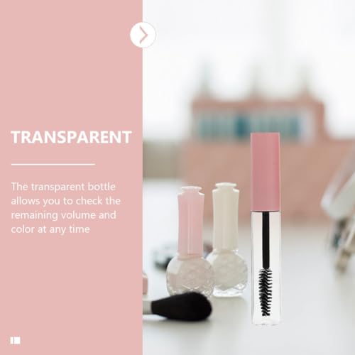 10-Pack Pink Empty Mascara Tubes 0.17Oz Refillable Eyelash Cream Containers Lightweight Transparent Makeup Bottles for Travel and Daily Use