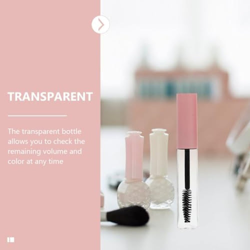 10-Pack Pink Empty Mascara Tubes 0.17Oz Refillable Eyelash Cream Containers Lightweight Transparent Makeup Bottles for Travel and Daily Use