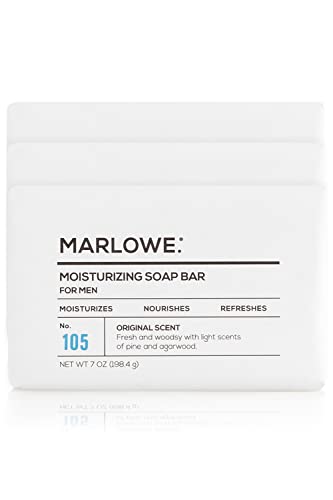 MARLOWE. No. 105 Body Moisturizing Soap for Men 7 oz | Made with Shea Butter & Natural Ingredients for Gentle Cleansing | Rich & Creamy Lather | Awesome Original Scent (Pack of 3)