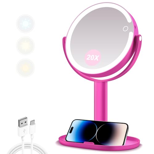 MIYADIVA 20X Magnifying Makeup Mirror with Lights - Dual Sided