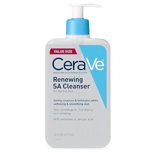 CeraVe SA Cleanser | Salicylic Acid Cleanser with Hyaluronic Acid, Niacinamide & Ceramides| BHA Exfoliant for Face | Fragrance Free Non-Comedogenic | 16 Ounce