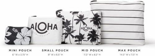 ALOHA Collection Max Pouch, Lightweight, Packable, & Splash-Proof - Durable, Washable, & Reusable Makeup Pouch for Cosmetics, Pool, Beach & Travel, Easy to Clean & Sustainable Material (14.5" x 11.5")