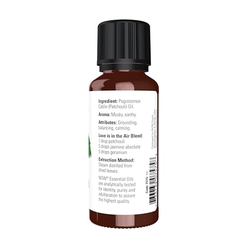 NOW Essential Oils, Patchouli Oil, Earthy Aromatherapy Scent, Steam Distilled, 100% Pure, Vegan, Child Resistant Cap, 1-Ounce