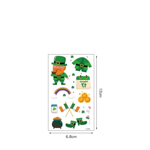 Sevgob St Patrick's Day Temporary Tattoos - 10 Sheets Waterproof Shamrock & Lucky Clover Stickers for Women
