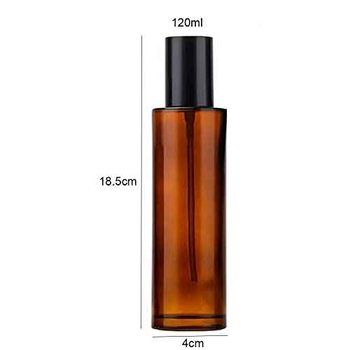 2PCS 120ml/4oz Empty Refillable Amber Glass Lotion Pump Press Bottles Soap Dispensers Containers Jars with Black Cap for Foundation Cream Makeup Removel Oil Shampoo