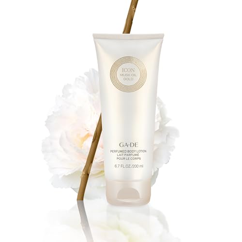 GA-DE Icon Musk Oil Gold Perfume Body Lotion - Lightweight, Quick Absorbing Lotion - Moisturizing Cream with Soothing Actives for Smooth Skin - 6.7 oz