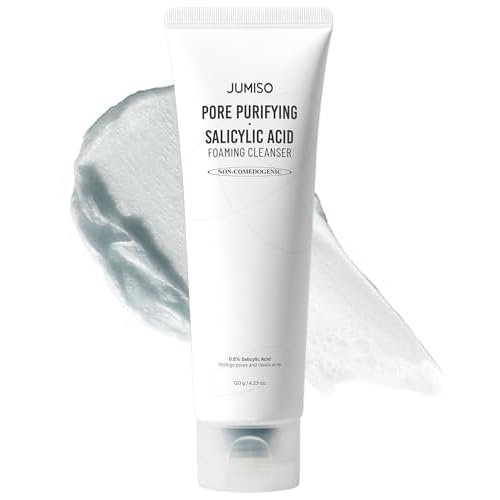 JUMISO Pore-Purifying Salicylic Acid Foaming Cleanser - Korean Face Wash with 0.5% BHA Blue Clay - Oil Control Low pH Non-Comedogenic Glass Skin Texture Improvement - All Skin Types Daily Use 4.23 oz.