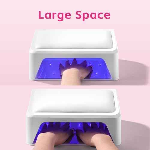 Missshine UV Nail lamp 72w 66 Dual Source Beads, Large Space uv Light for Gel Nails with Tilting Hand Pillow and Smart Touch Screen, Mirror Removable Base Nail lamp with 4 timers and Built-in USB