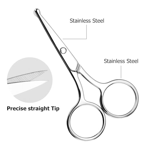 8 Pack Round Tip Safety Scissors - Grooming for Hair & Eyebrows